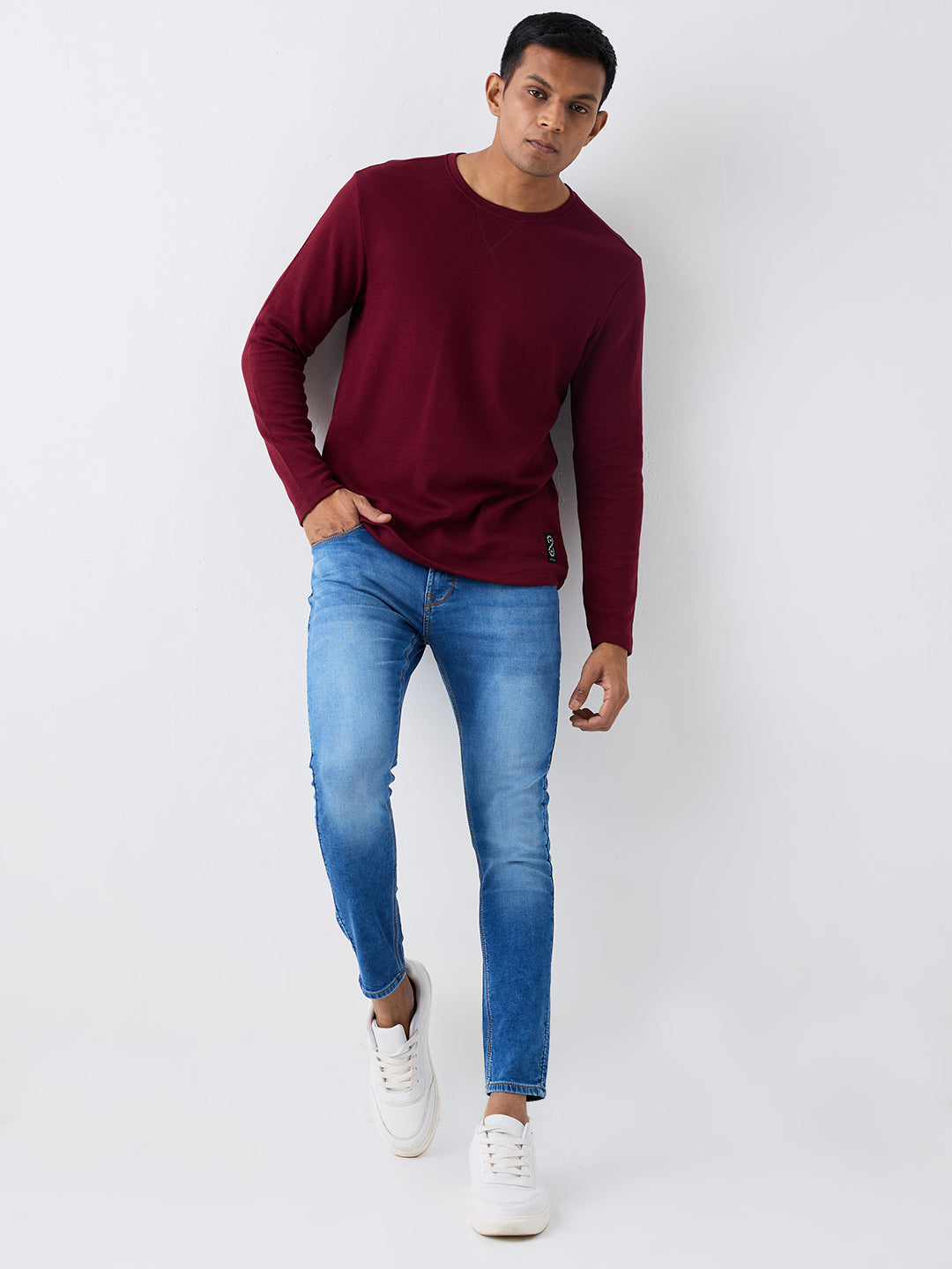 Spykar Blue Mid Rise Slim Fit Casual Jeans For Men
