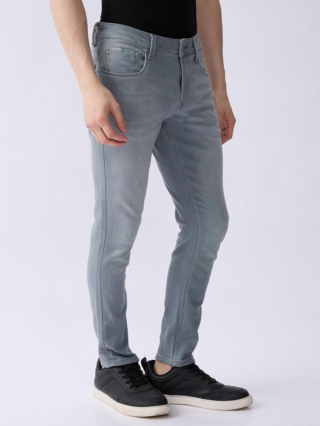 Spykar Light Grey Mid Rise Slim Fit Casual Jeans For Men