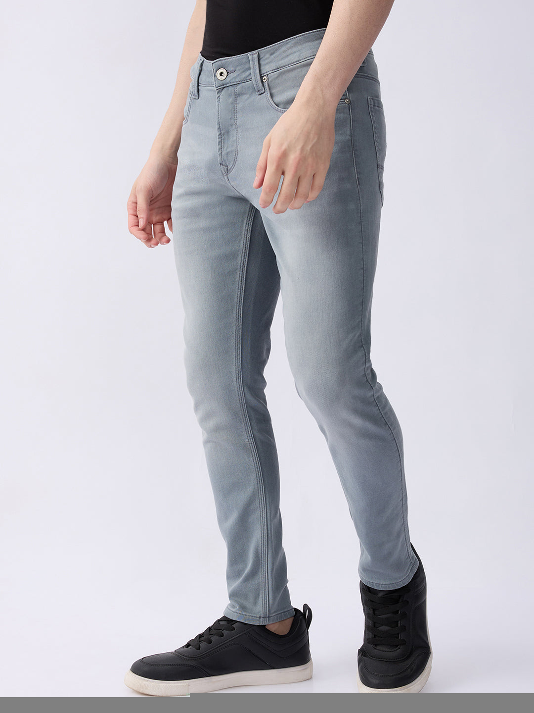 Spykar Light Grey Mid Rise Slim Fit Casual Jeans For Men