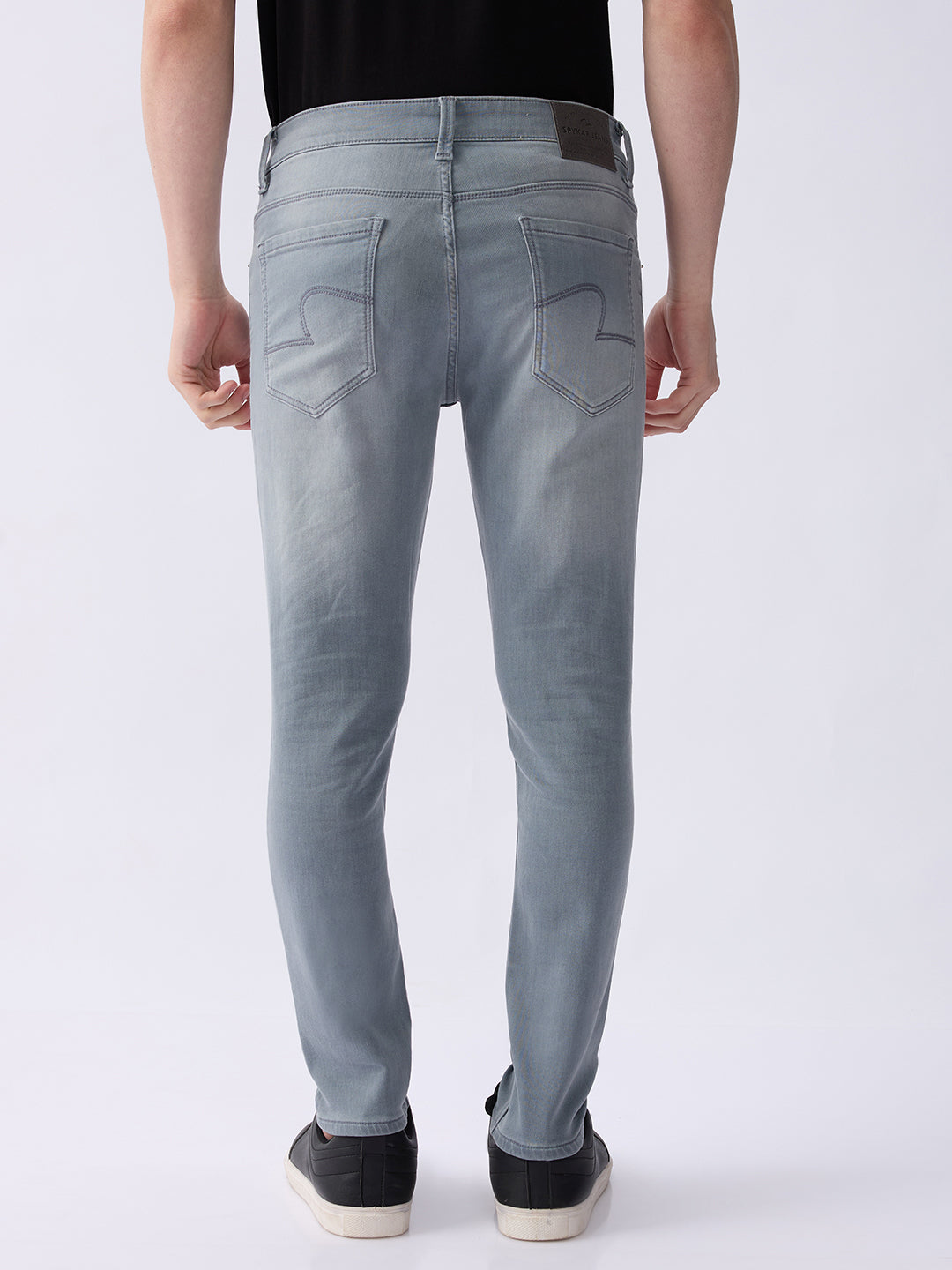 Spykar Light Grey Mid Rise Slim Fit Casual Jeans For Men