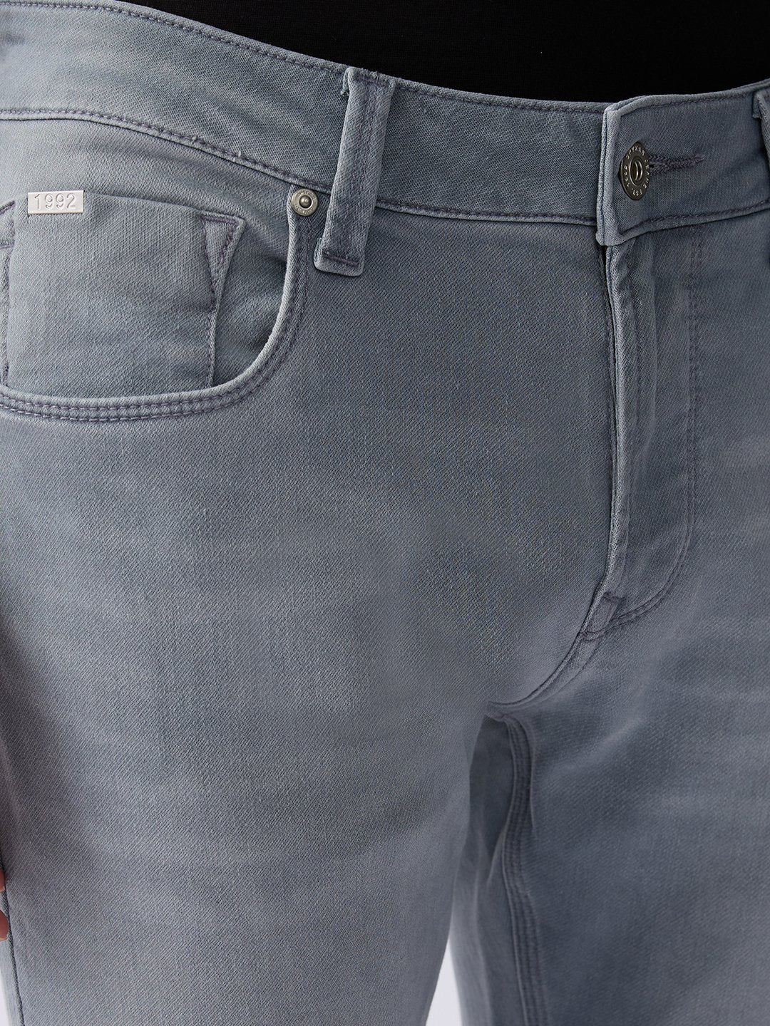 Spykar Light Grey Mid Rise Slim Fit Casual Jeans For Men
