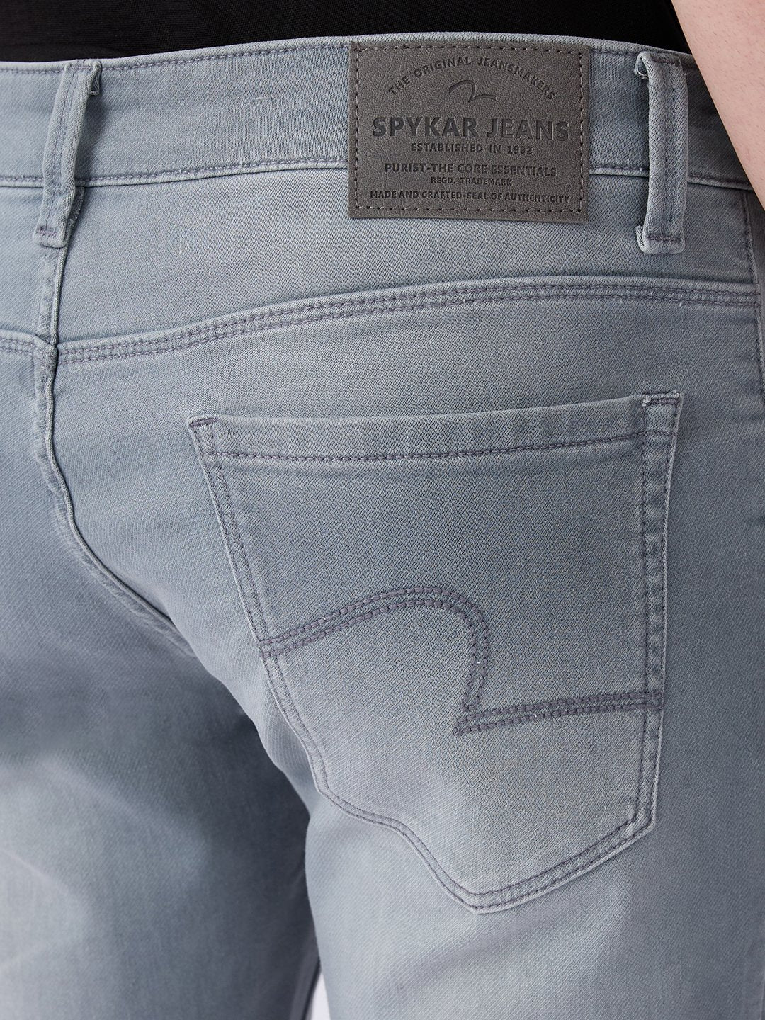 Spykar Light Grey Mid Rise Slim Fit Casual Jeans For Men