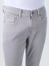 Men Jeans Slim Fit Light Grey Mid Rise