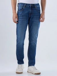 Men Jeans Slim Fit Mid Blue Mid Rise