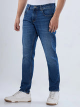 Men Jeans Slim Fit Mid Blue Mid Rise