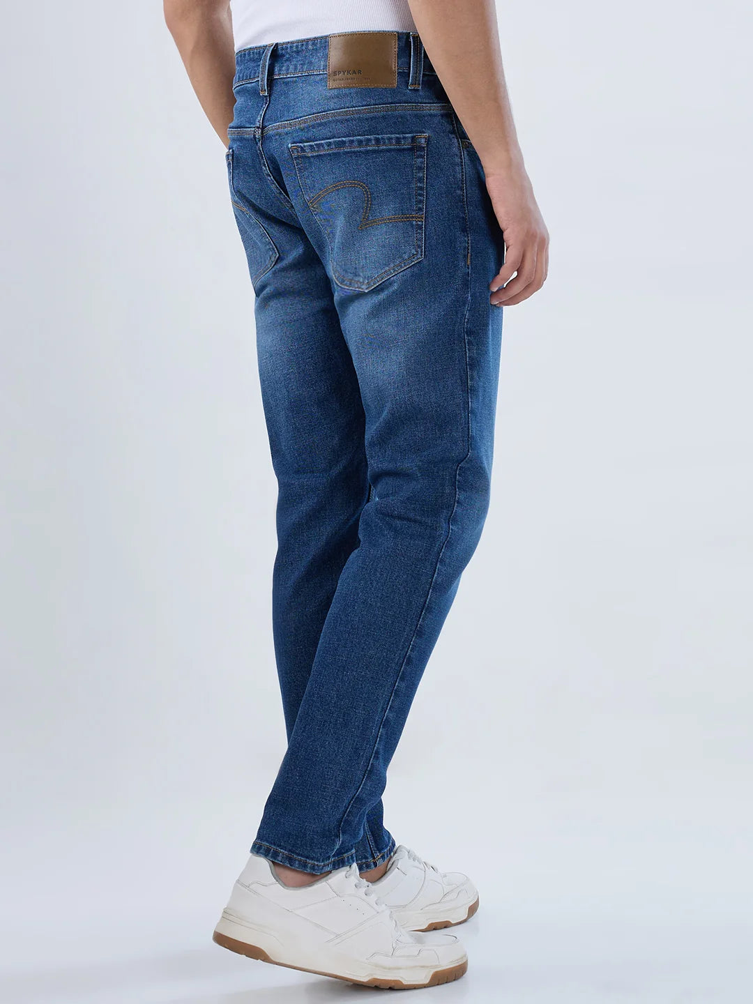 Men Jeans Slim Fit Mid Blue Mid Rise