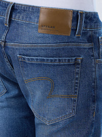 Men Jeans Slim Fit Mid Blue Mid Rise