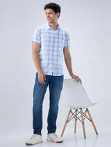 Men Jeans Slim Fit Mid Blue Mid Rise