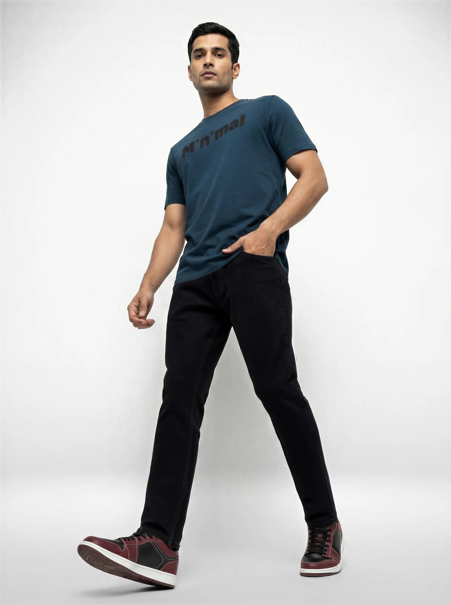 Men Kano Jeans Slim Fit Black Mid Rise
