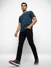 Men Kano Jeans Slim Fit Black Mid Rise