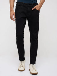 Men Kano Jeans Slim Fit Black Mid Rise