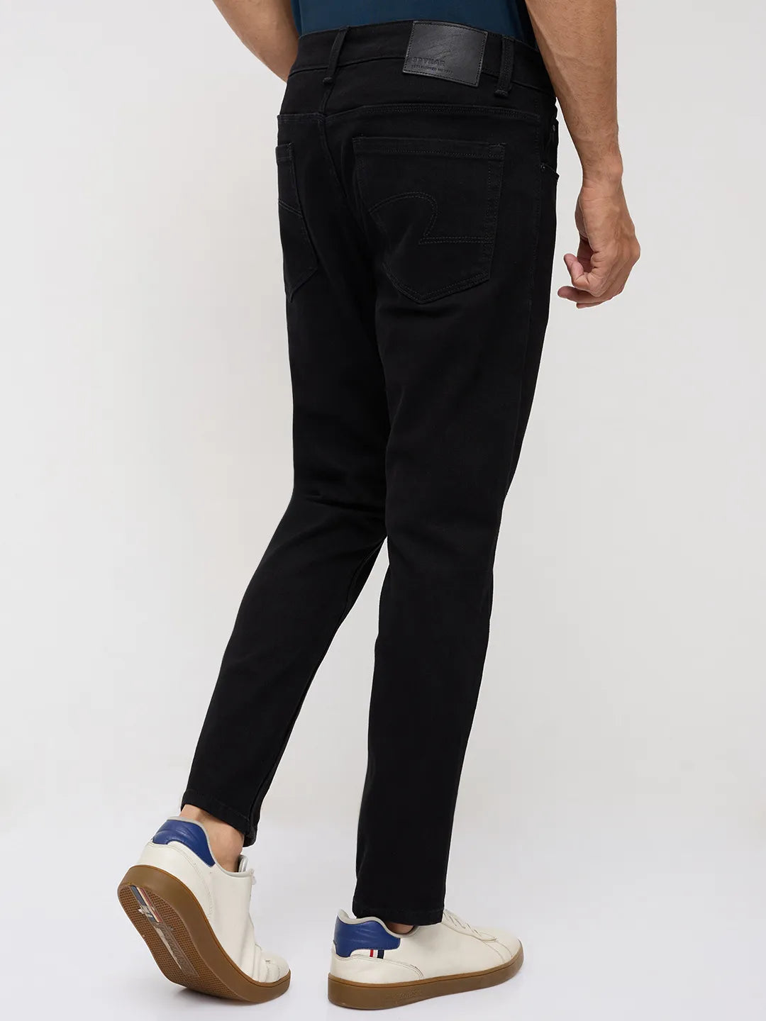Men Kano Jeans Slim Fit Black Mid Rise
