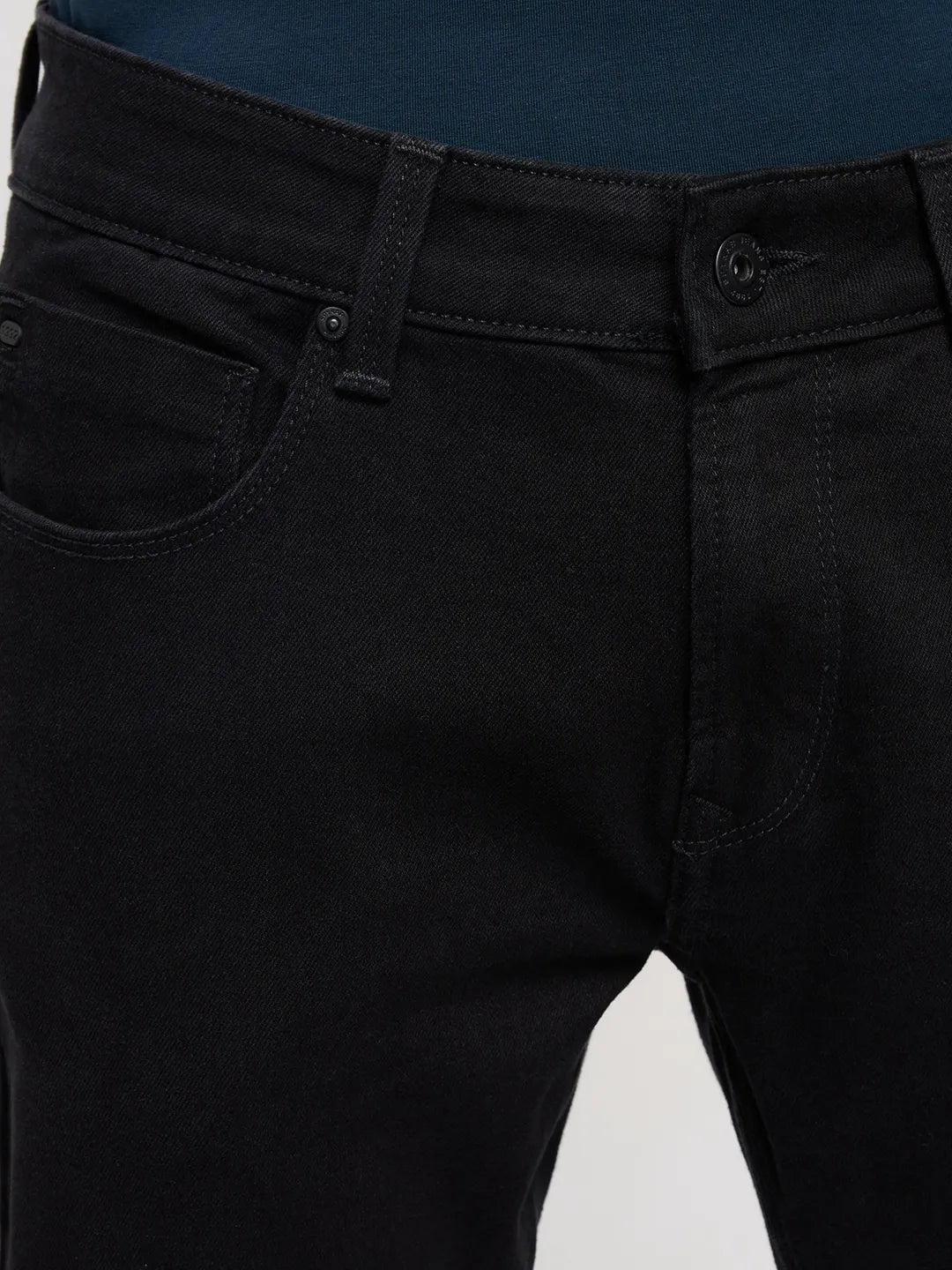 Men Kano Jeans Slim Fit Black Mid Rise