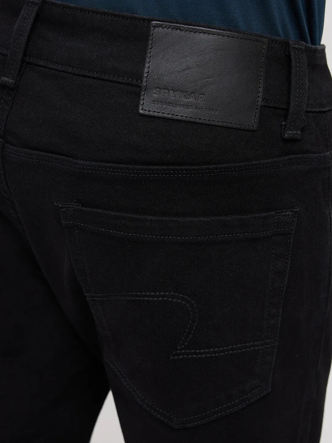 Men Kano Jeans Slim Fit Black Mid Rise