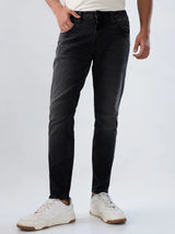 Men Kano Jeans Slim Fit Black Mid Rise