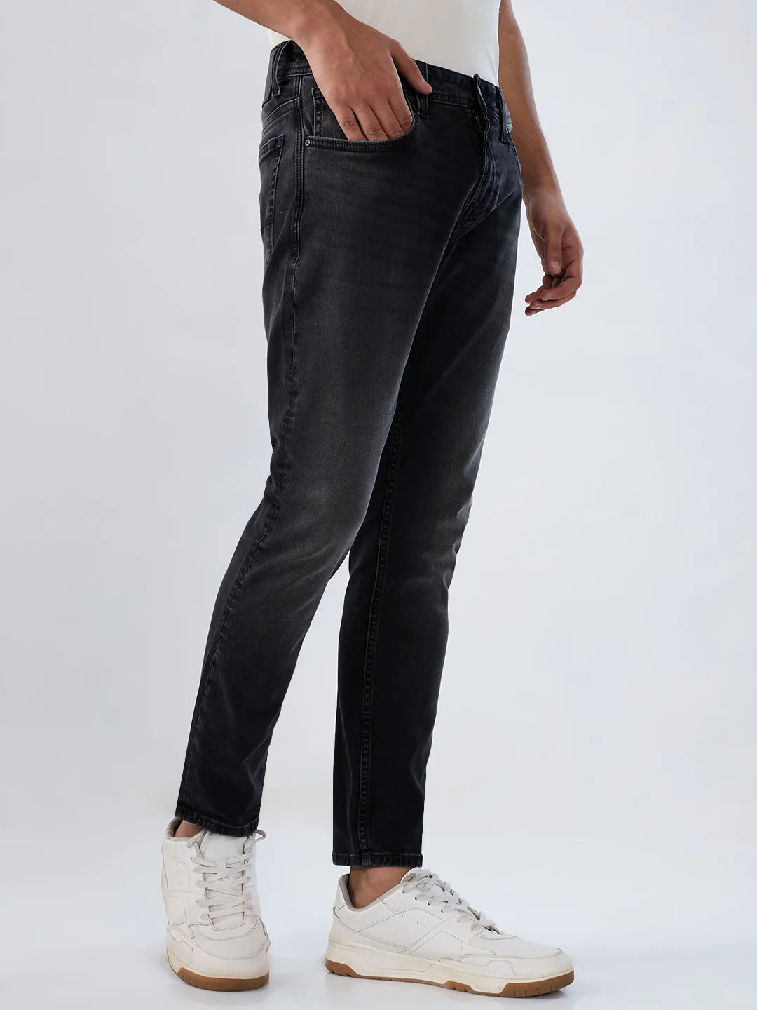 Men Kano Jeans Slim Fit Black Mid Rise