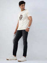Men Kano Jeans Slim Fit Black Mid Rise