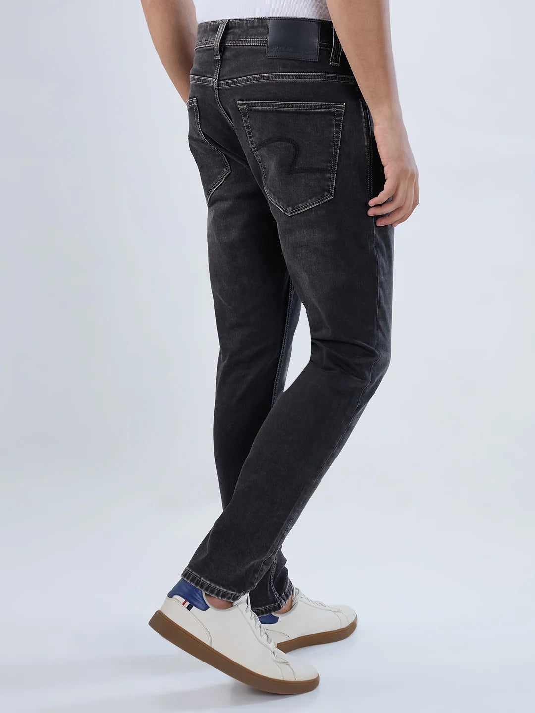 Men Kano Jeans Slim Fit Black Mid Rise