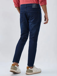 Men Jeans Slim Fit Dark Blue Mid Rise