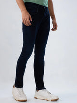 Men Jeans Slim Fit Dark Blue Mid Rise