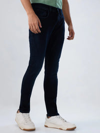 Men Jeans Slim Fit Dark Blue Mid Rise