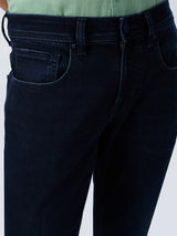 Men Jeans Slim Fit Dark Blue Mid Rise