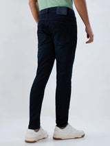 Men Jeans Slim Fit Dark Blue Mid Rise