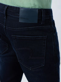 Men Jeans Slim Fit Dark Blue Mid Rise