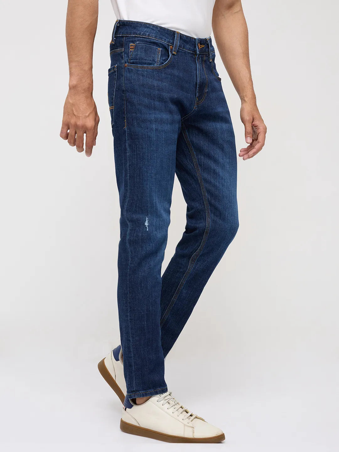 Men Kano Jeans Slim Fit Dark Blue Mid Rise