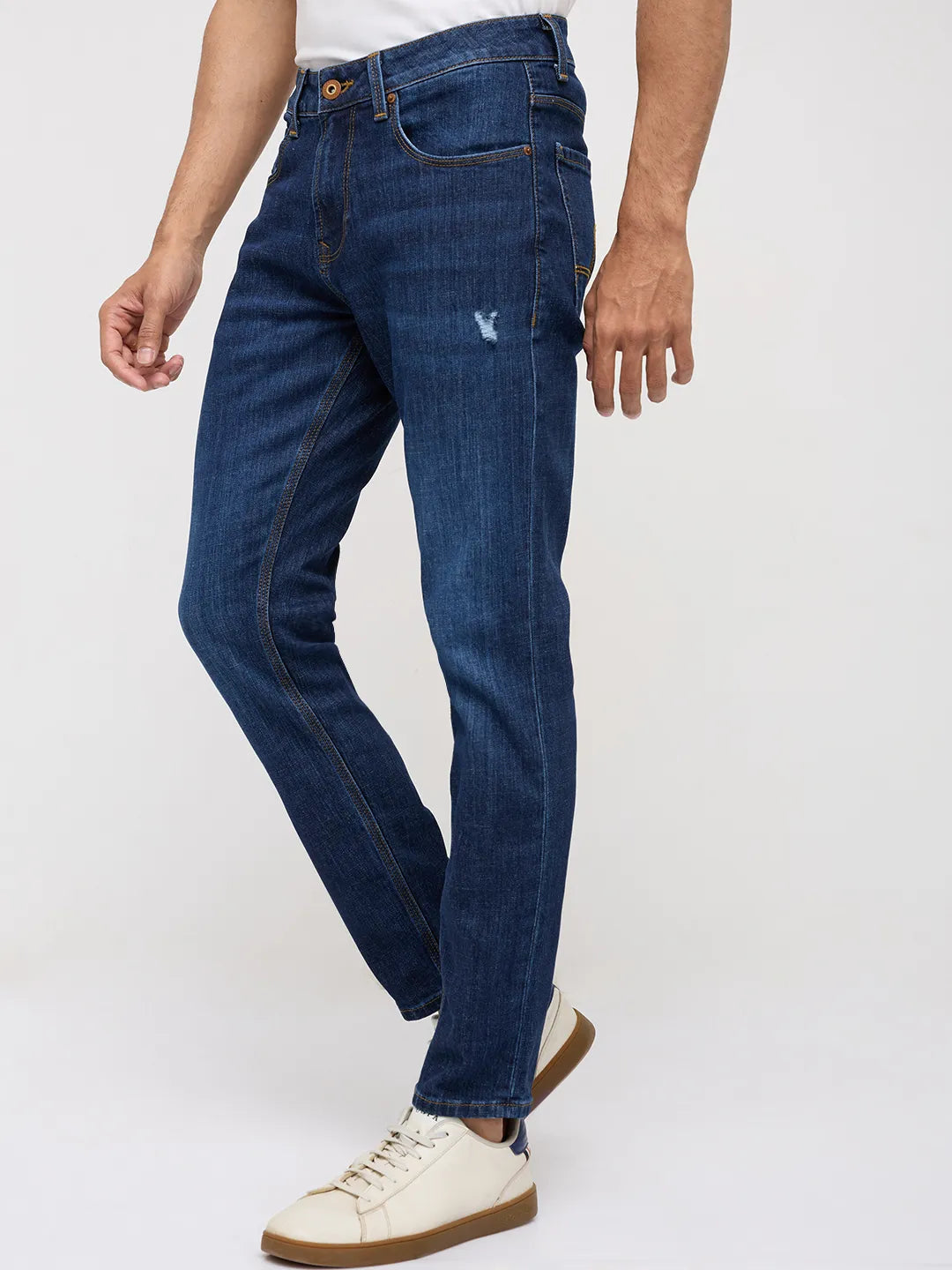 Men Kano Jeans Slim Fit Dark Blue Mid Rise