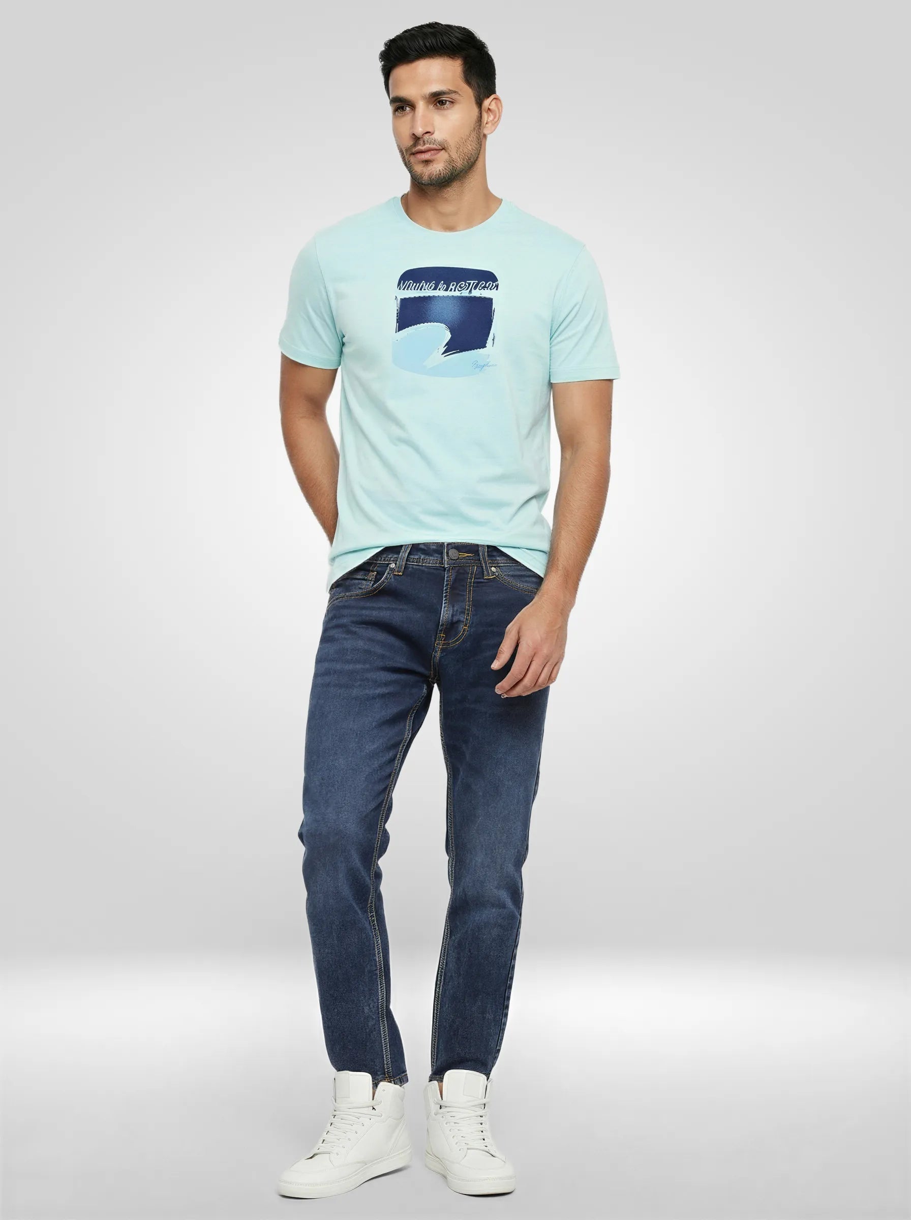 Men Kano Jeans Slim Fit Dark Blue Mid Rise