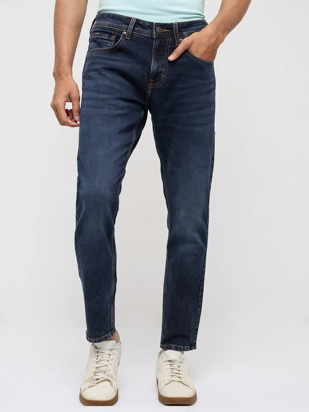 Men Kano Jeans Slim Fit Dark Blue Mid Rise