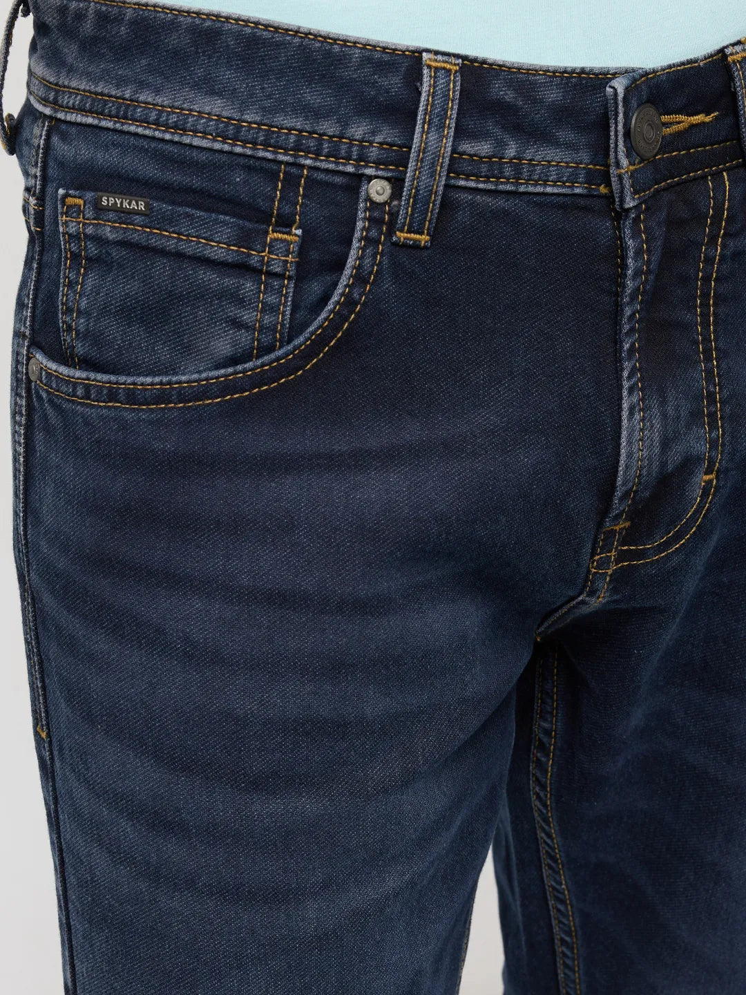 Men Kano Jeans Slim Fit Dark Blue Mid Rise
