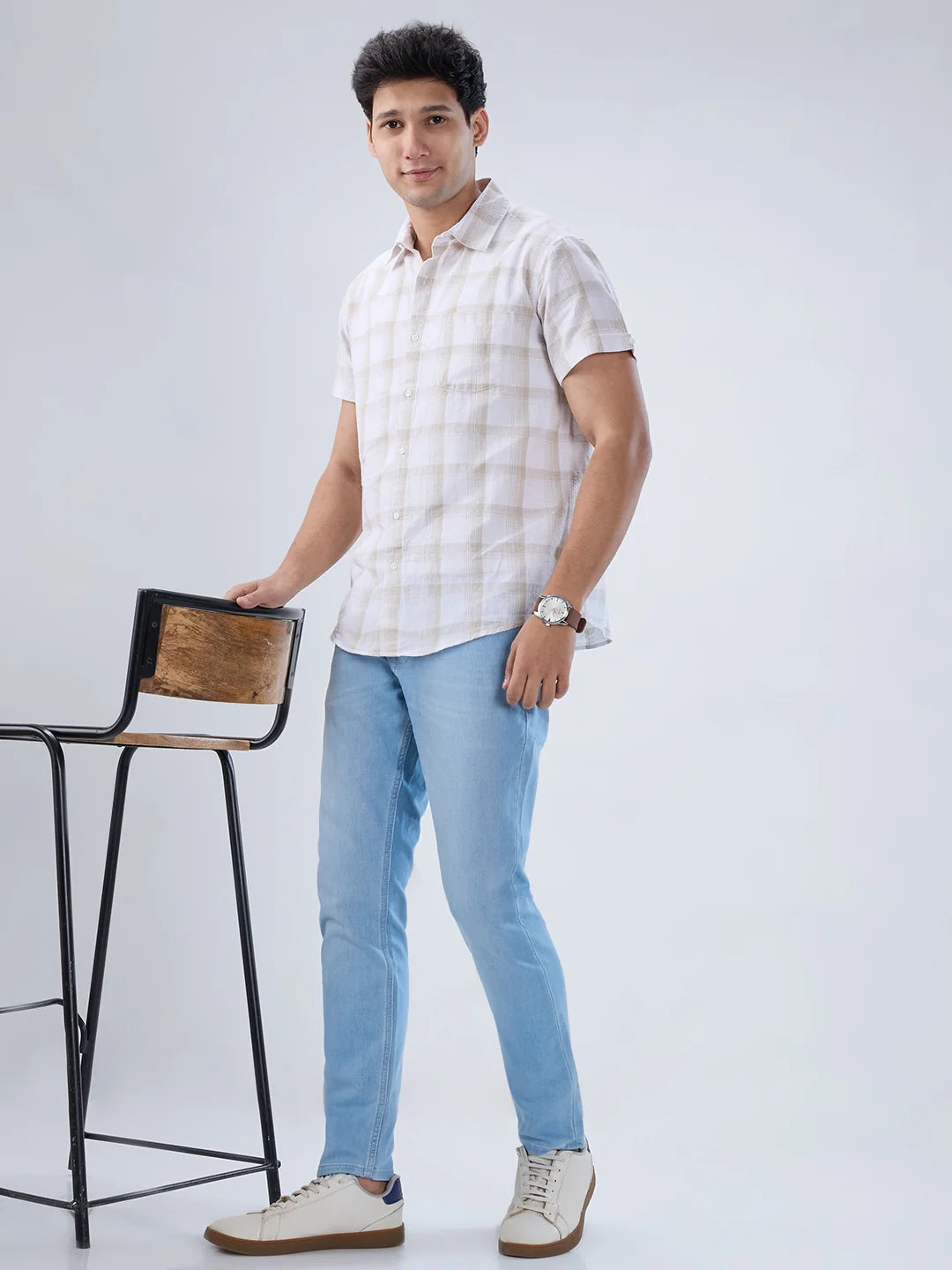 Men Kano Jeans Slim Fit Ice Blue Mid Rise