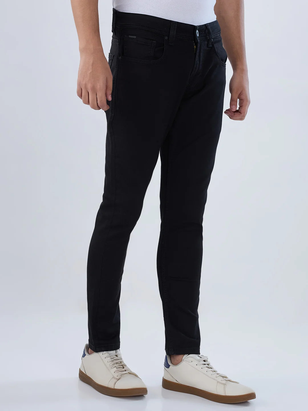 Men Kano Jeans Slim Fit Black Mid Rise