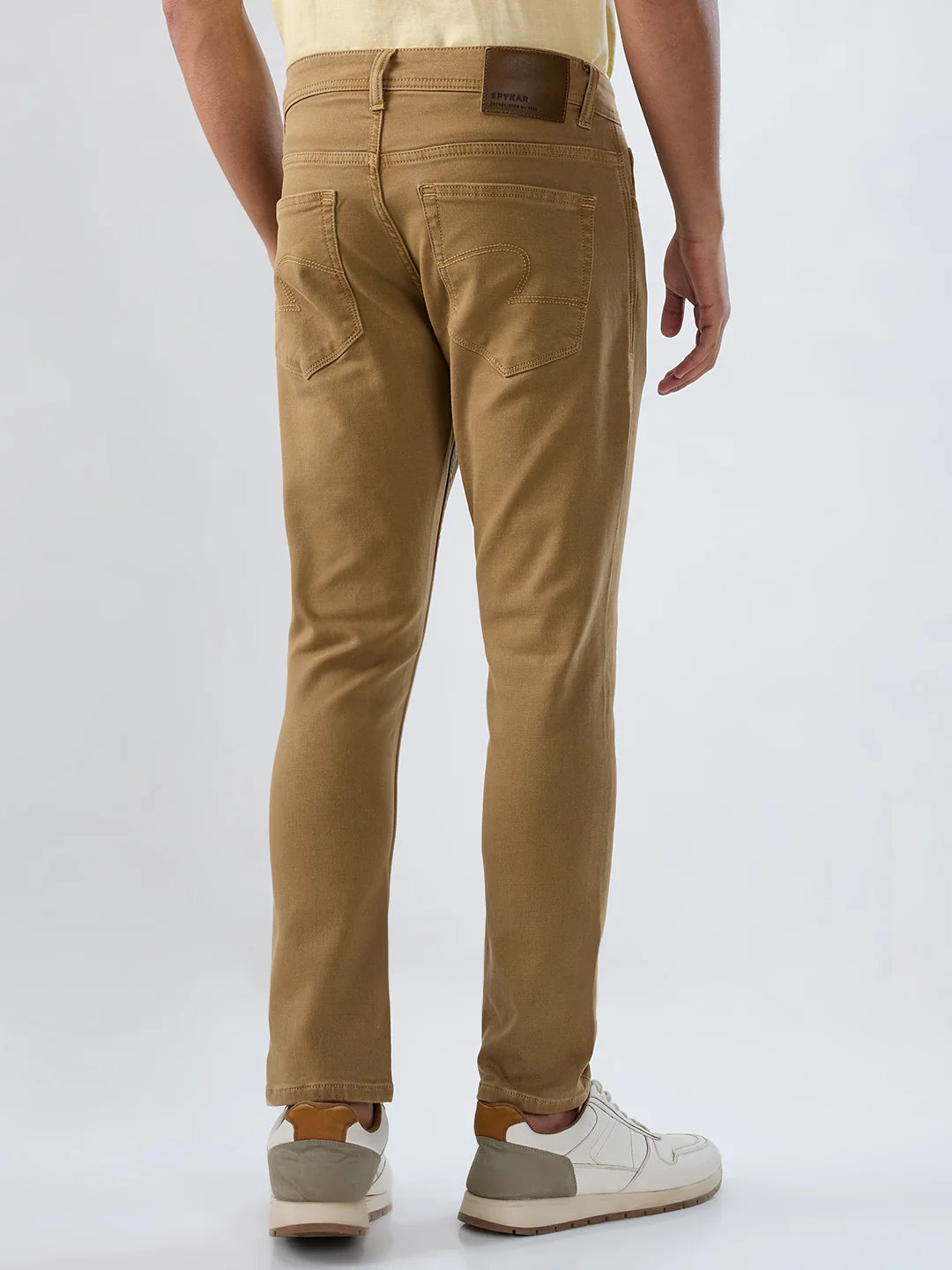 Men Kano Jeans Slim Fit Khaki Mid Rise