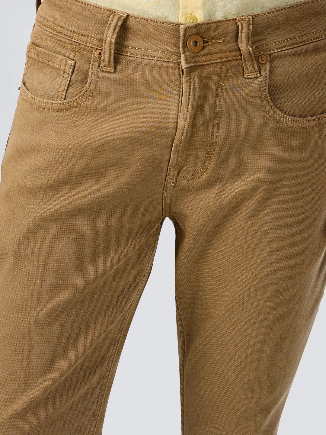 Men Kano Jeans Slim Fit Khaki Mid Rise