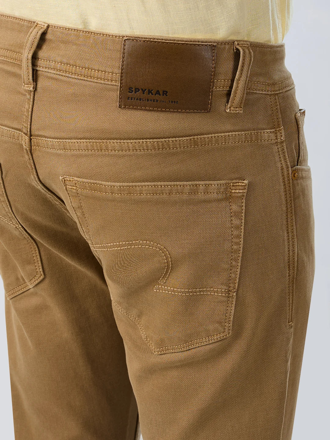 Men Kano Jeans Slim Fit Khaki Mid Rise