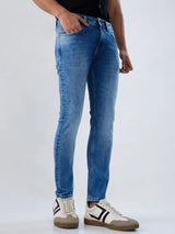 Men Jeans Slim Fit Light Blue Mid Rise