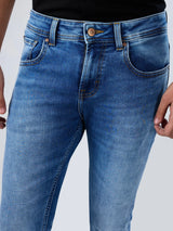 Men Jeans Slim Fit Light Blue Mid Rise