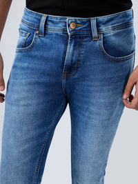 Men Jeans Slim Fit Light Blue Mid Rise