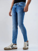 Men Jeans Slim Fit Light Blue Mid Rise