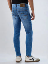 Men Jeans Slim Fit Light Blue Mid Rise