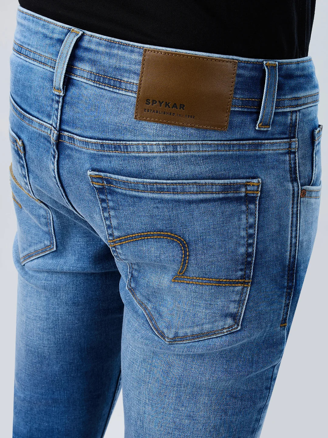 Men Jeans Slim Fit Light Blue Mid Rise