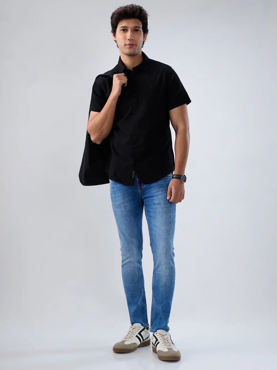 Men Jeans Slim Fit Light Blue Mid Rise