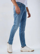 Men Jeans Slim Fit Light Blue Mid Rise