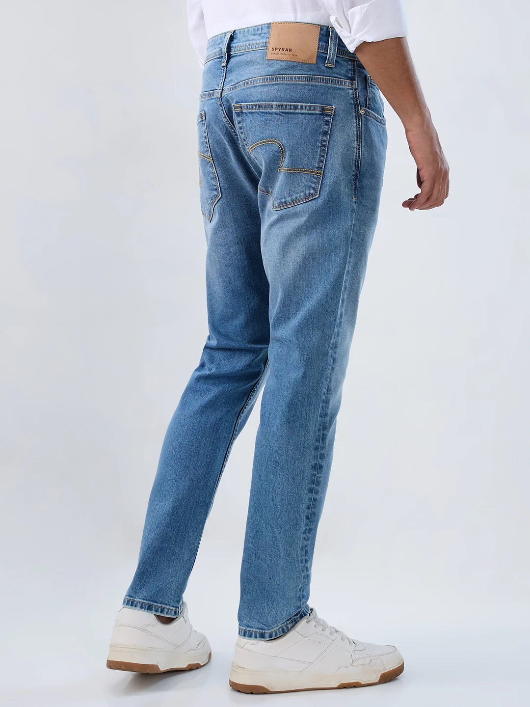 Men Jeans Slim Fit Light Blue Mid Rise