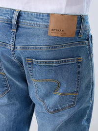 Men Jeans Slim Fit Light Blue Mid Rise