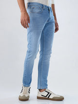 Men Jeans Slim Fit Light Blue Mid Rise
