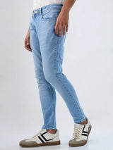 Men Jeans Slim Fit Light Blue Mid Rise